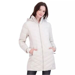 Spyder White Boundless Hooded Long Puffer Jacket Size Medium or LG  Moonbeam
